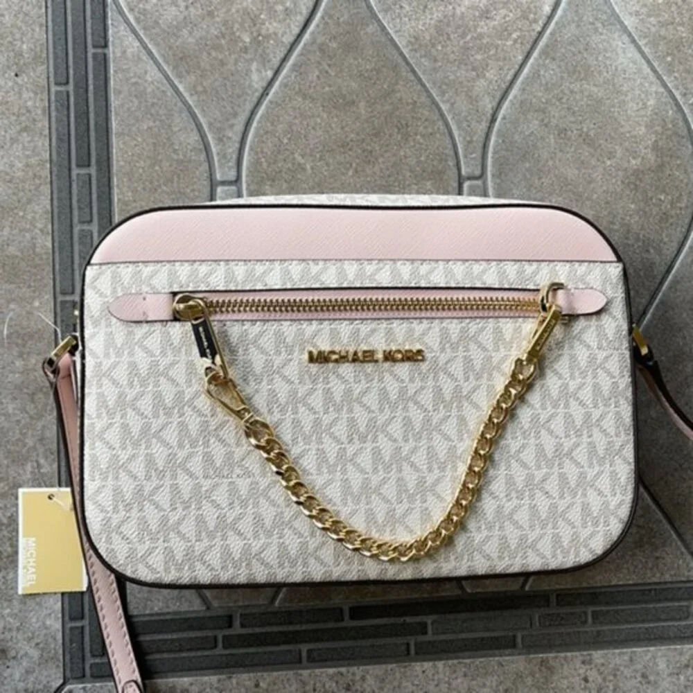 Michael Kors Jet Set Item Large East West Zip Chain Crossbody Powder Blush